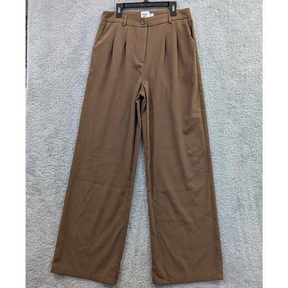 Princess Polly Pants - Princess Polly Archer Pants Brown Wide Leg Size 8 Lightweight Slash Pockets